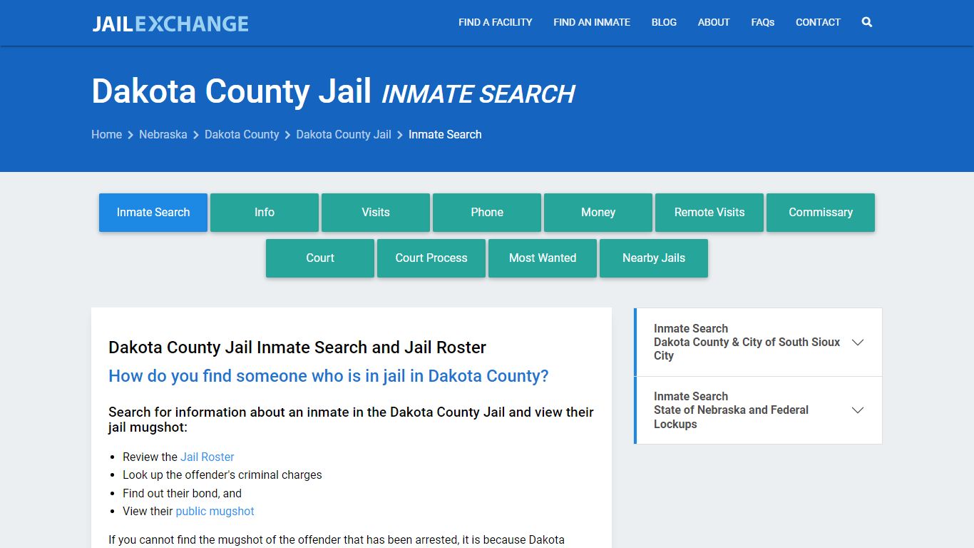 Inmate Search: Roster & Mugshots - Dakota County Jail, NE